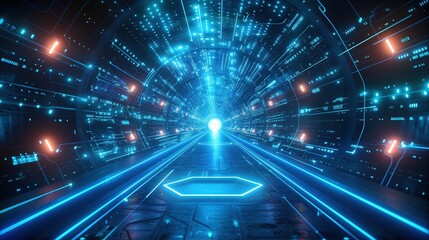 Obraz premium Futuristic Digital Tunnel
