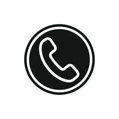 Black and White Phone Call Icon – Minimalist Communication Symbol, Phone Call Icon, vector