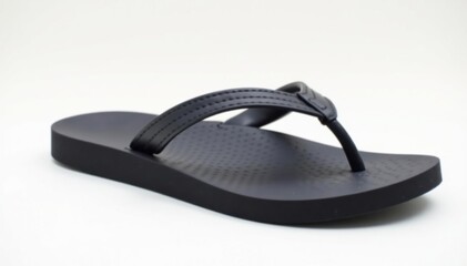 Single black flip-flop on white background, studio shot , spring, slippers