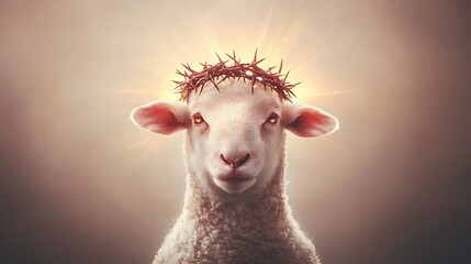 Crowned Lamb for Divine Light, Spiritual Portrait.