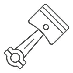 Piston of motor engine thin line icon, car parts concept. Vector graphics. Vehicle combustion engine part sign on white background, outline style icon for mobile or web design.