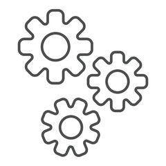 Cogwheel mechanism thin line icon, car service concept. Vector graphics. Mechanic gear pairing sign on white background, outline style icon for mobile or web design.