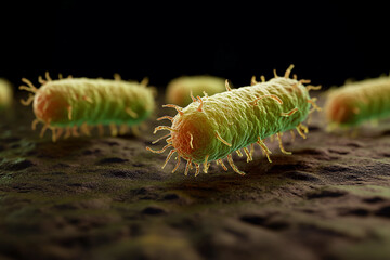 Fototapeta premium Generative AI depiction of glowing DNA structure showcasing biological and scientific concepts in vibrant detail