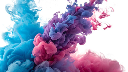 Obraz premium A Mesmerizing Explosion of Vibrant Ink Splashes in Bold, Contrasting Colors Against a White Background
