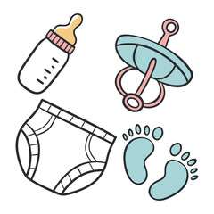 Cartoon vector illustration of  baby icon set