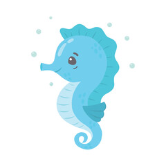 Seahorse, vector illustration. A colorful seahorse highlighted on a white background.