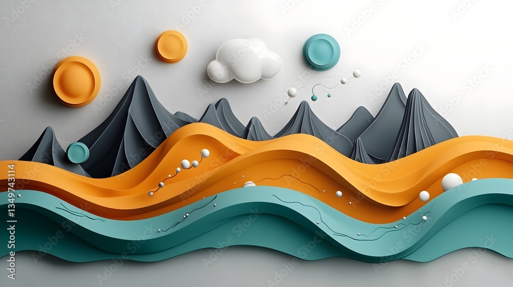 Poster stunning abstract landscape with a fluid topographic pattern and dynamic visualization of weather da