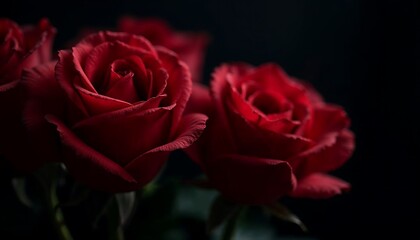 Naklejka premium Dark Red Roses Closeup Photography Romantic Image