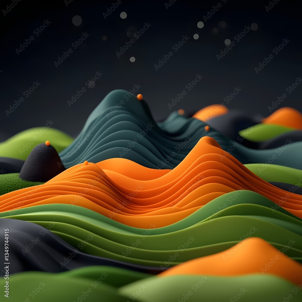 Poster topographic rainfall data visualization a fluid and mesmerizing abstract landscape with undulating d