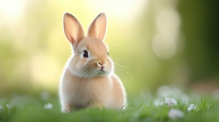 Obraz premium Cute bunny in a spring garden