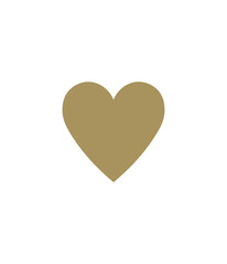 Golden Heart Symbol on White Background