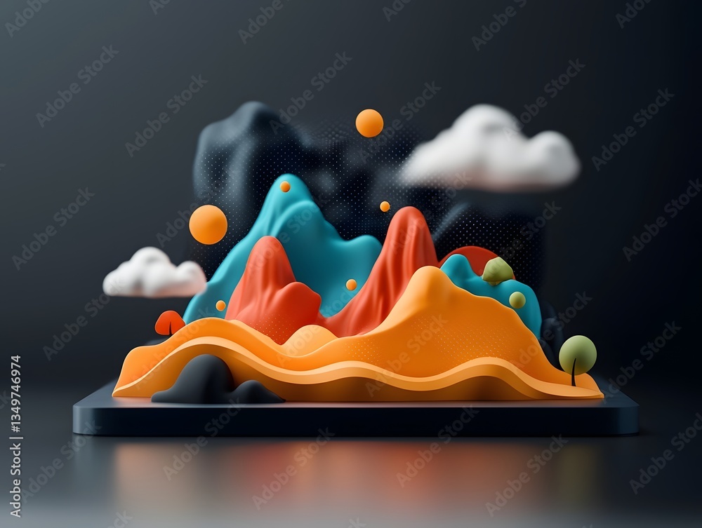 Poster vibrant and dynamic topographical fluid flow visualization showcasing real time weather analytics an