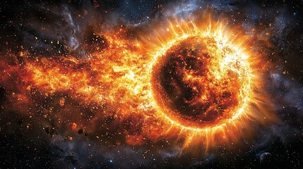 Fiery Cosmic Explosion Planet Destruction Digital Art