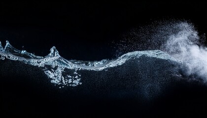 Fototapeta premium streams of water and water vapor on a black isolated background