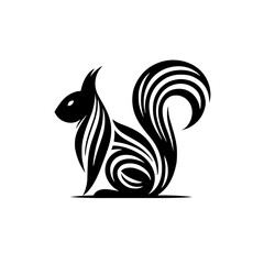 Obraz premium Stylized squirrel silhouette with flowing lines, agile, representing nature, on white background