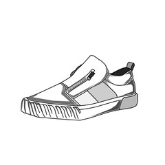 hand drawn shoe vector line illustration