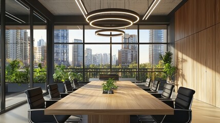 Fototapeta premium Modern Conference Room with City View