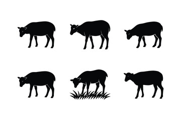 sheep grazing vector silhouette design