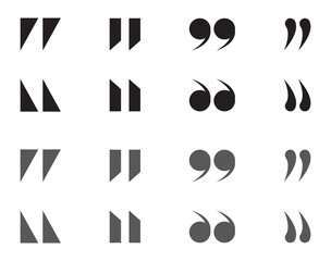 Quotes, quotation marks black isolated vector icon set.