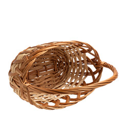 Wicker basket from different angles isolated on transparent background.
