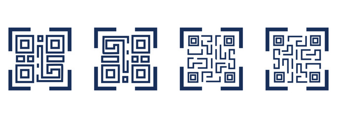 scan qr code icon scanning code sign. Simple digital scanning qr code label, vector illustration