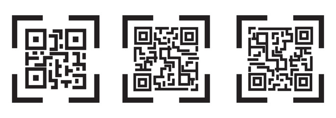 Fototapeta premium QR code icon. QR scanner vector illustration. Barcode symbol. Mobile scan outline sign isolated.