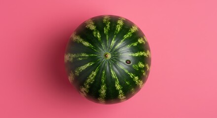 Green Cactus Top View, Pink Background