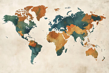  flat design 2D map of the world