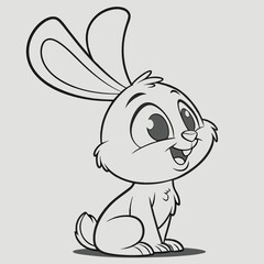 Fototapeta premium A cute cartoon bunny happily holding an Easter egg, with a big smile and fun, colorful spring vibe, perfect for a joyful holiday illustration