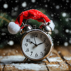 new year clock with santa hat