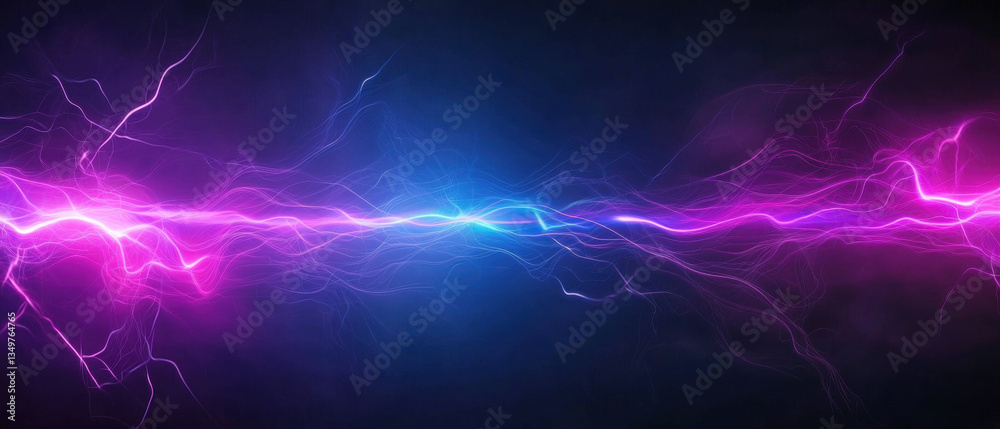 Poster vibrant neon light explosion with chaotic energy patterns, creating mesmerizing visual effect that c