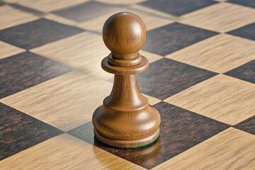A single pawn piece resting on a checkered chessboard