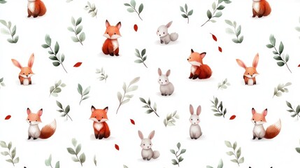 Cute forest animals pattern, seamless design