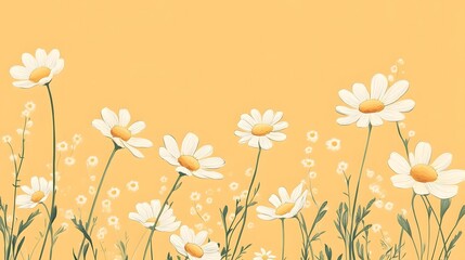 Beautiful Vintage Chamomiles in Linear Style Illustration for Elegant Designs