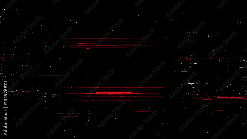 Poster Digital noise. Abstract distortion static texture. Vector. Minimalistic digital glitch art. pixel graphics. VHS grainy texture. Black background. Retro game aesthetics backdrop.
