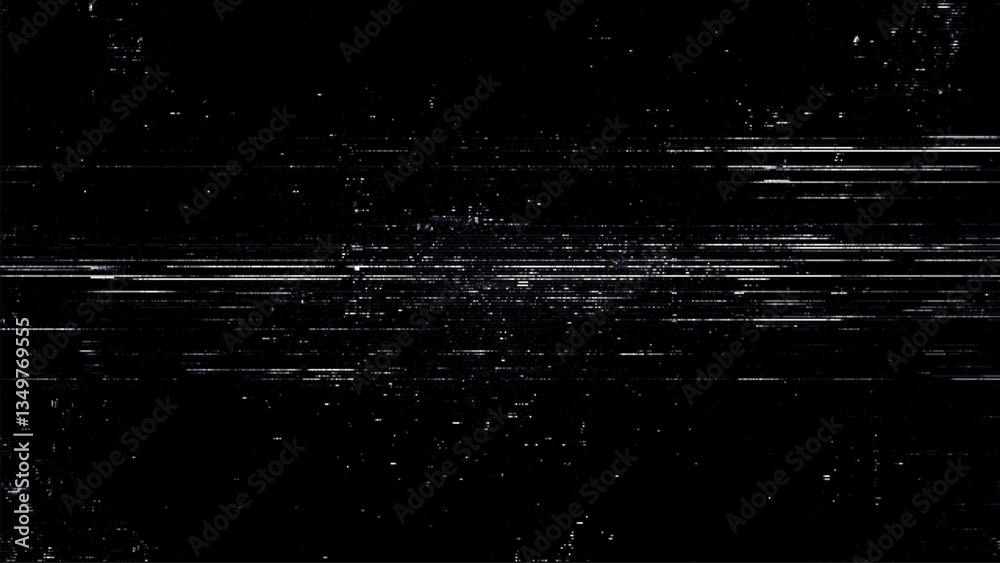 Aufkleber Digital noise. Abstract distortion static texture. Vector. Minimalistic digital glitch art. pixel graphics. VHS grainy texture. Black background. Retro game aesthetics backdrop.