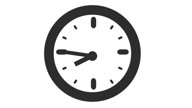 Isolated simple clock icon animation. Time management and schedule reminder symbol. Alpha channel. Seamles looping.
