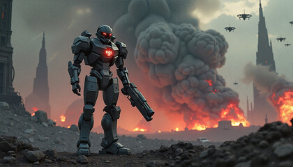 Dark Mech in Burning City, Apocalyptic Stand