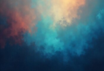 Generative AI Abstract Nebula: Celestial Hues of Teal and Amber