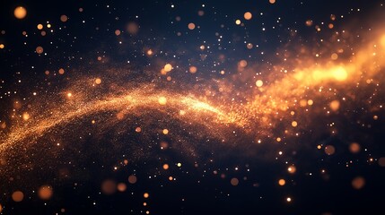 A golden stream of shimmering light crosses a dark background creating an elegant and luminous effect