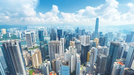 Aerial view of a bustling city skyline