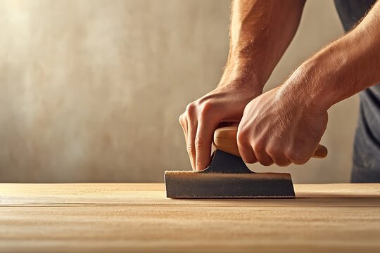 Expert Woodworker Smoothing Wood with Tools