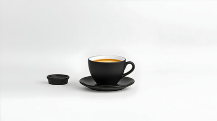 Black Coffee Cup And Saucer On White Background