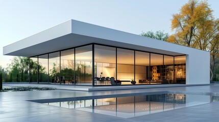Naklejka premium Modern minimalist house with a pool