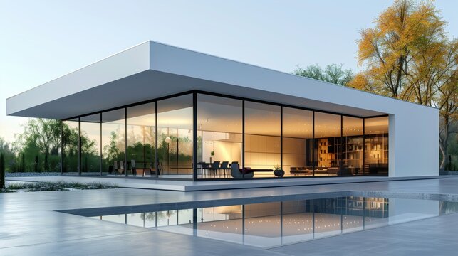Modern minimalist house with a pool