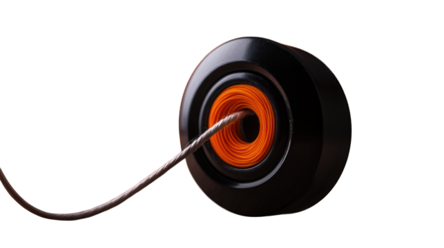 A classic yo-yo in motion with its string looping on a transparent background  - Powered by Adobe