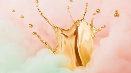 Obraz premium Elevated Golden Liquid Splash With Pastel Hues