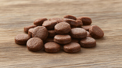 A delectable pile of assorted chocolates displayed on a rustic wooden table for a sweet indulgence experience and gourmet delight.