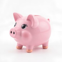 Obraz premium pink piggy bank on a white background