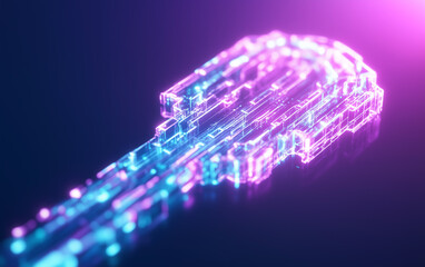 Glowing Key Shape for Digital Security, Data Encryption, and Cyber Protection